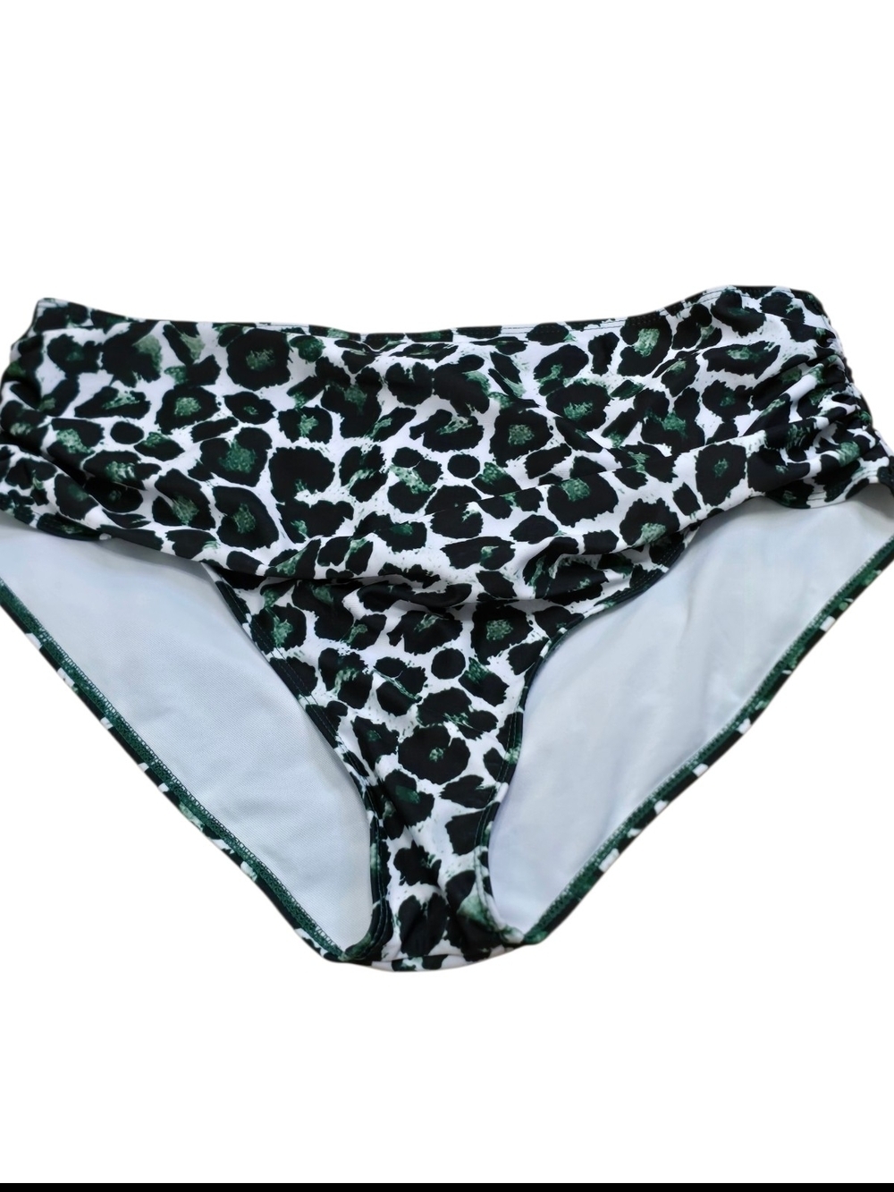 Green Black Leopard Print Swim Bottoms High Waist Bikini Bottom 2XL